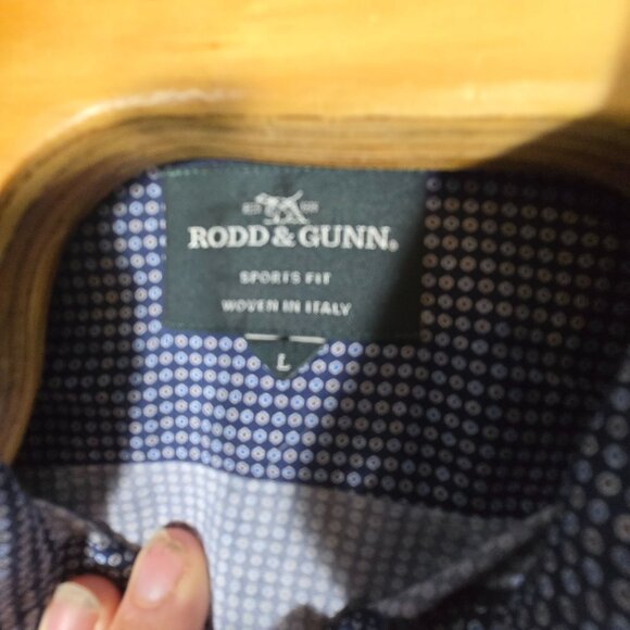 Rodd & Gunn Button Up Long Sleeve Large Men's Shirt Blue Geometric Woven in Ital - Picture 7 of 7